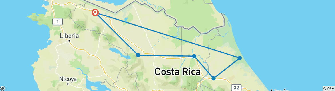 Map of Höhepunkte Costa Ricas (7 Tage)
