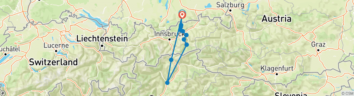 Karte mit der Reiseroute