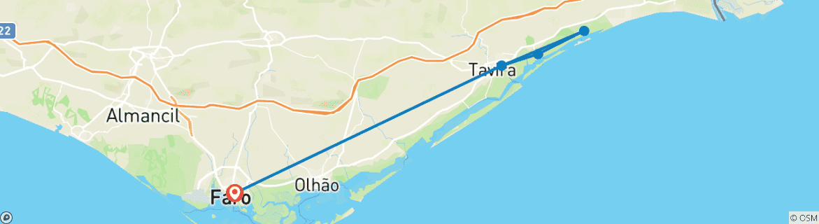 Image d'une carte montrant l'itinéraire du circuit