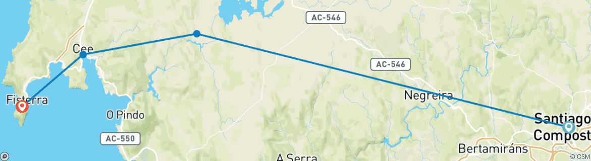 Karte mit der Reiseroute