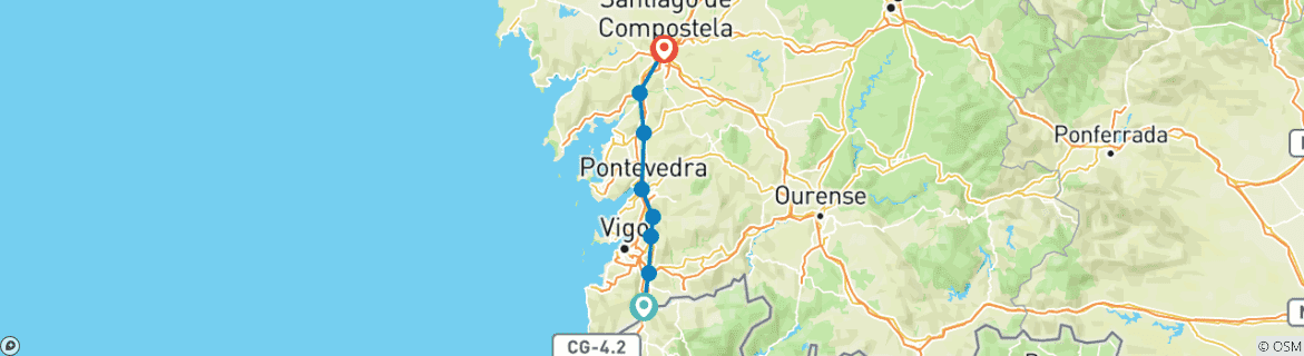 Image d'une carte montrant l'itinéraire du circuit