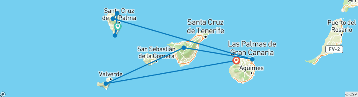 Image d'une carte montrant l'itinéraire du circuit