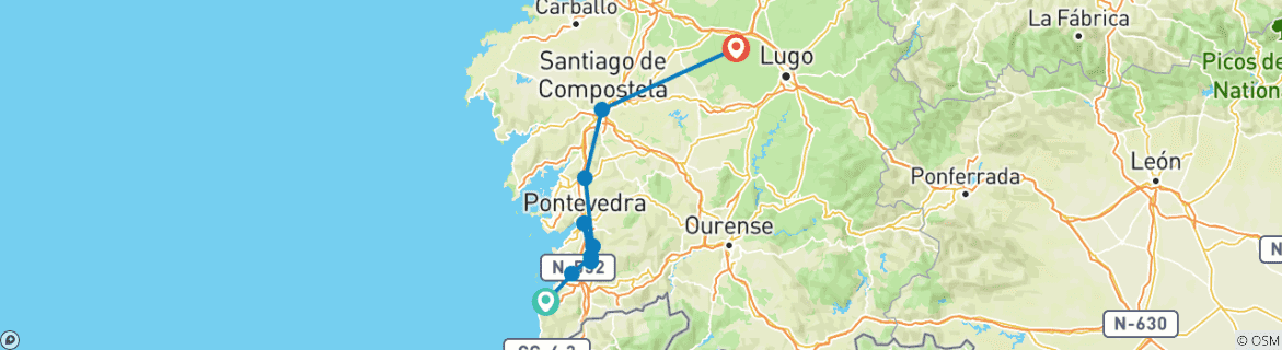 Image d'une carte montrant l'itinéraire du circuit