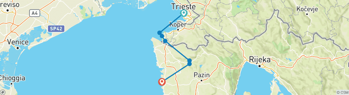 Image d'une carte montrant l'itinéraire du circuit
