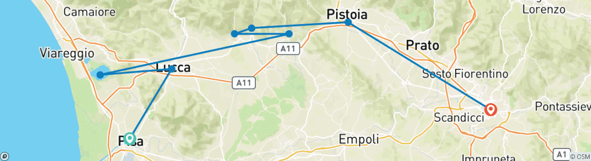 Image d'une carte montrant l'itinéraire du circuit