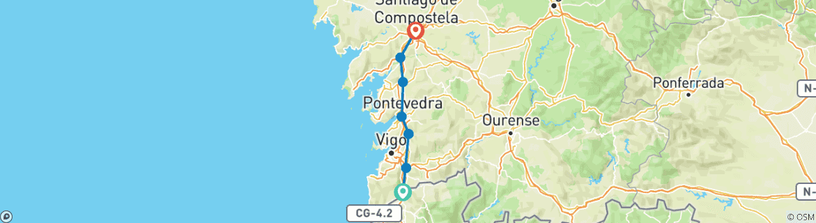 Image d'une carte montrant l'itinéraire du circuit