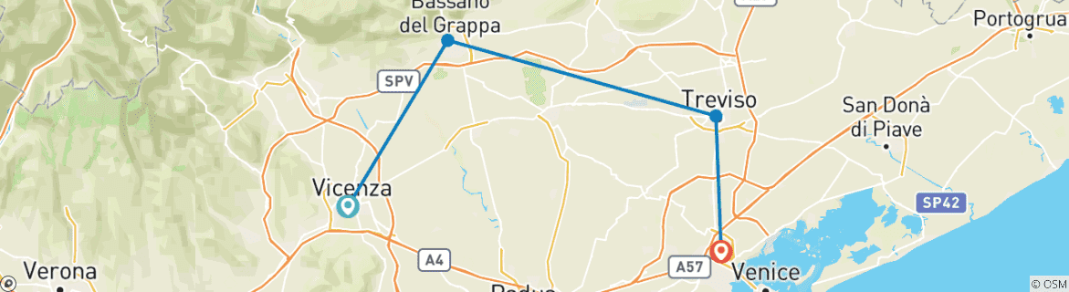 Image d'une carte montrant l'itinéraire du circuit