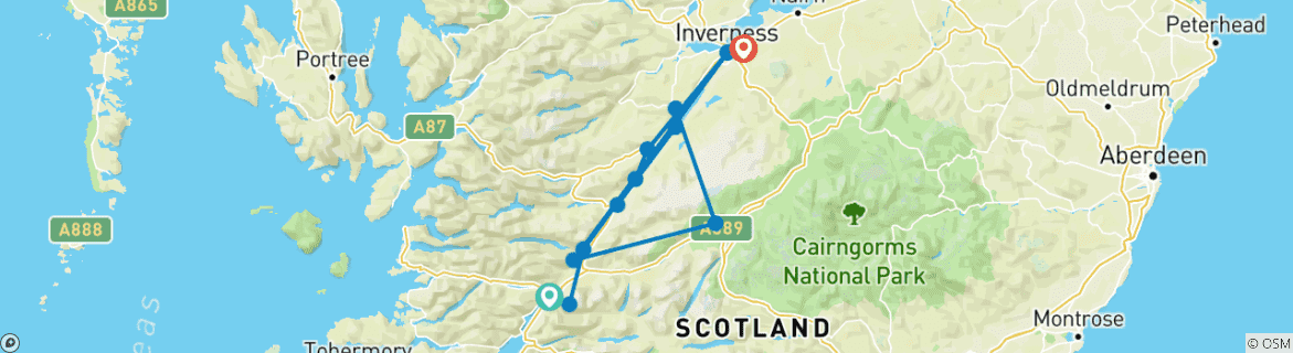 Image d'une carte montrant l'itinéraire du circuit