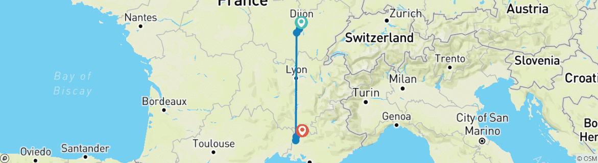 Image d'une carte montrant l'itinéraire du circuit