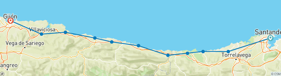 Image d'une carte montrant l'itinéraire du circuit