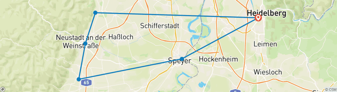 Karte mit der Reiseroute