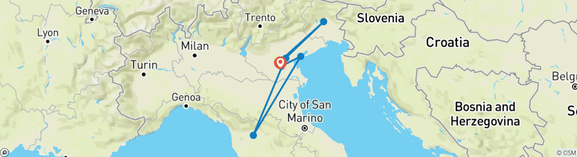 Image d'une carte montrant l'itinéraire du circuit