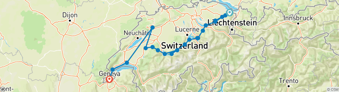 Image d'une carte montrant l'itinéraire du circuit