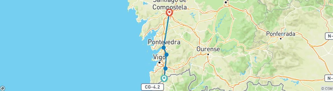 Image d'une carte montrant l'itinéraire du circuit