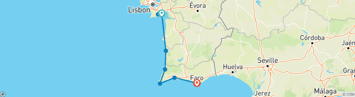 Karte mit der Reiseroute