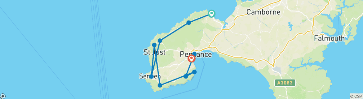 Image d'une carte montrant l'itinéraire du circuit