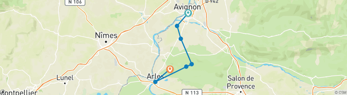 Karte mit der Reiseroute