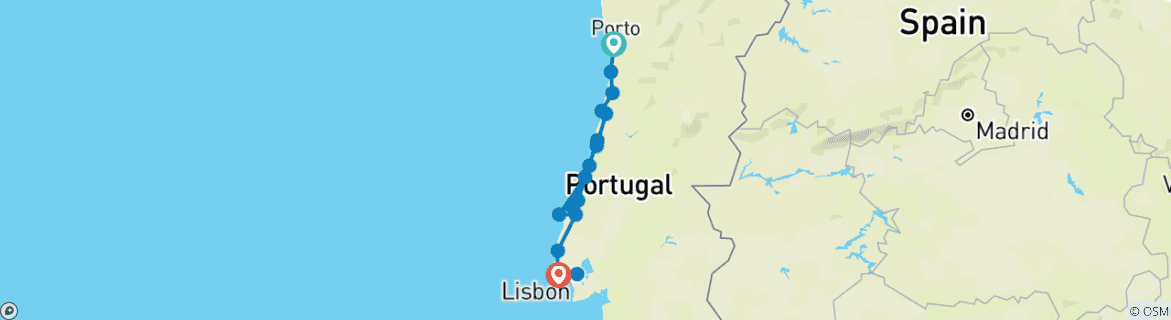 Image d'une carte montrant l'itinéraire du circuit