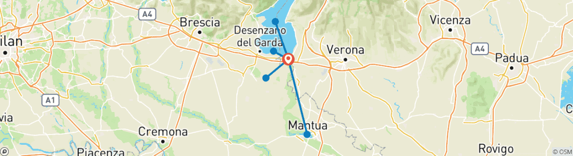 Image d'une carte montrant l'itinéraire du circuit