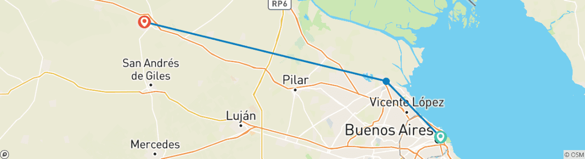 Karte mit der Reiseroute