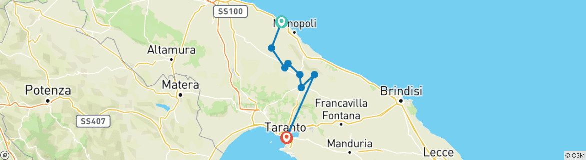 Image d'une carte montrant l'itinéraire du circuit