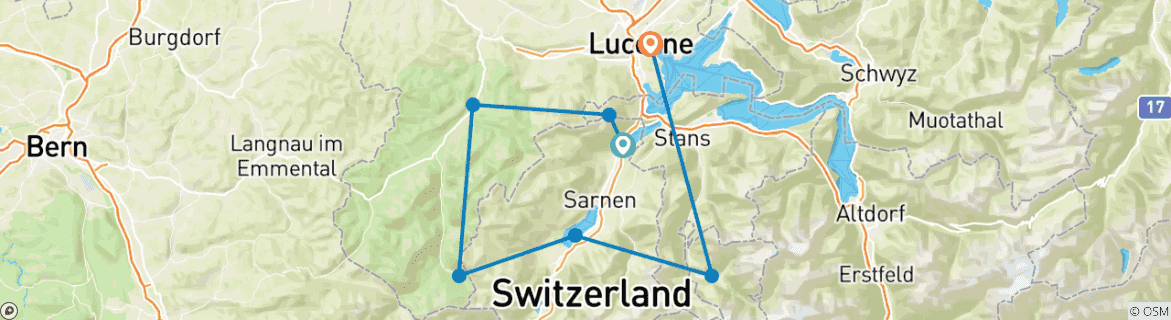 Image d'une carte montrant l'itinéraire du circuit