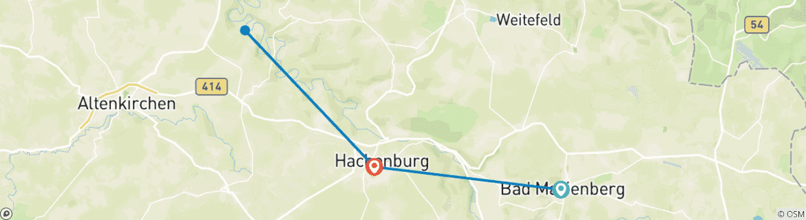 Image d'une carte montrant l'itinéraire du circuit