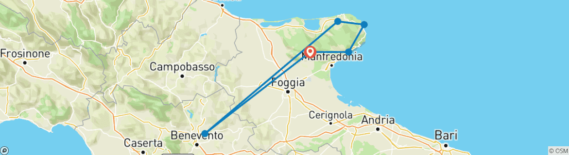 Image d'une carte montrant l'itinéraire du circuit