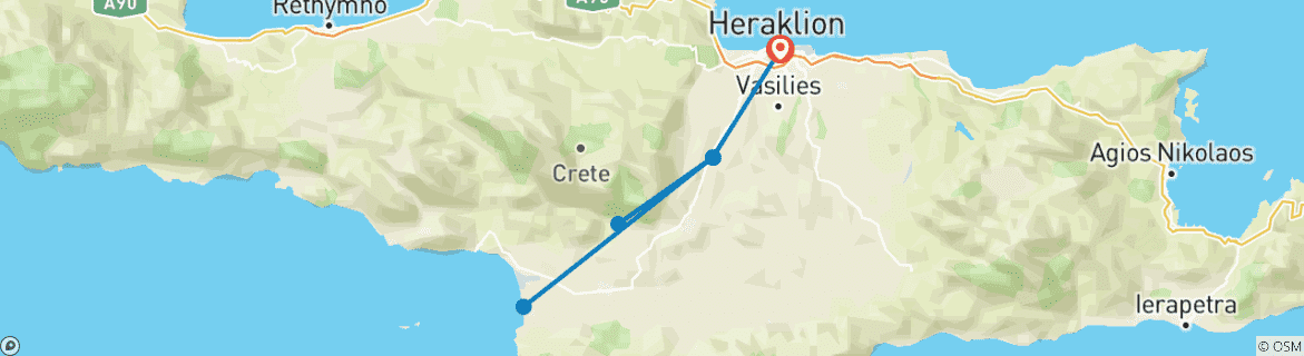 Image d'une carte montrant l'itinéraire du circuit