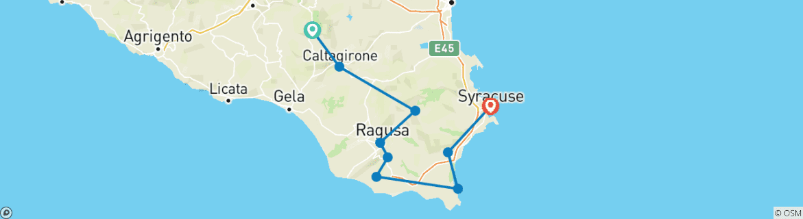 Karte mit der Reiseroute