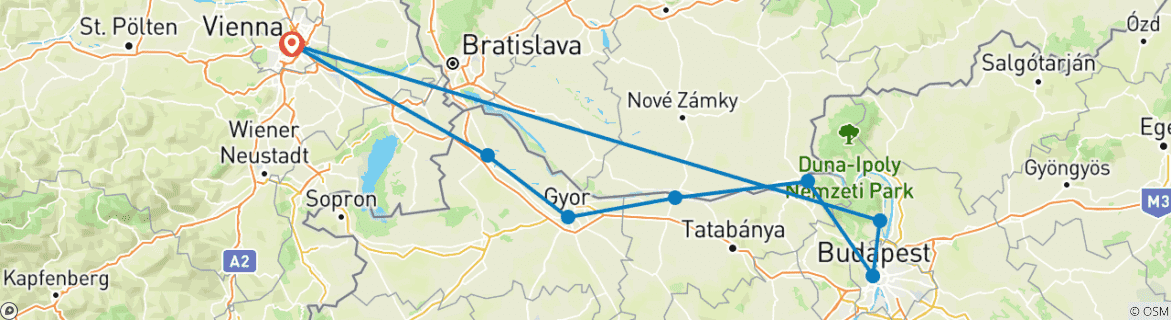 Karte mit der Reiseroute