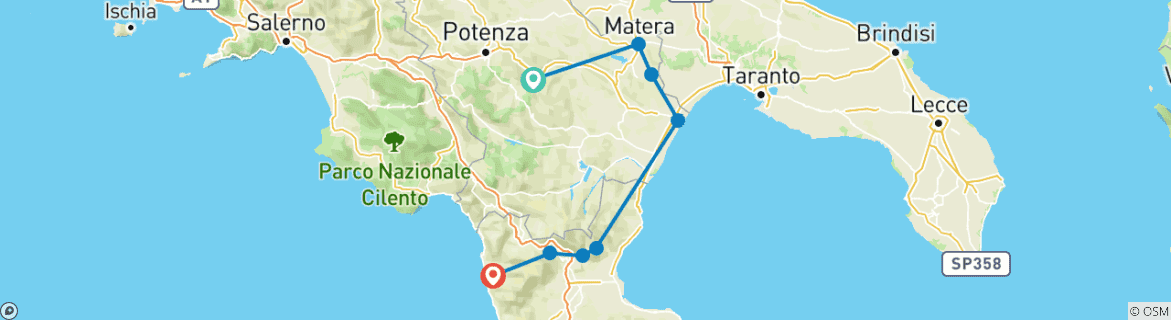 Karte mit der Reiseroute