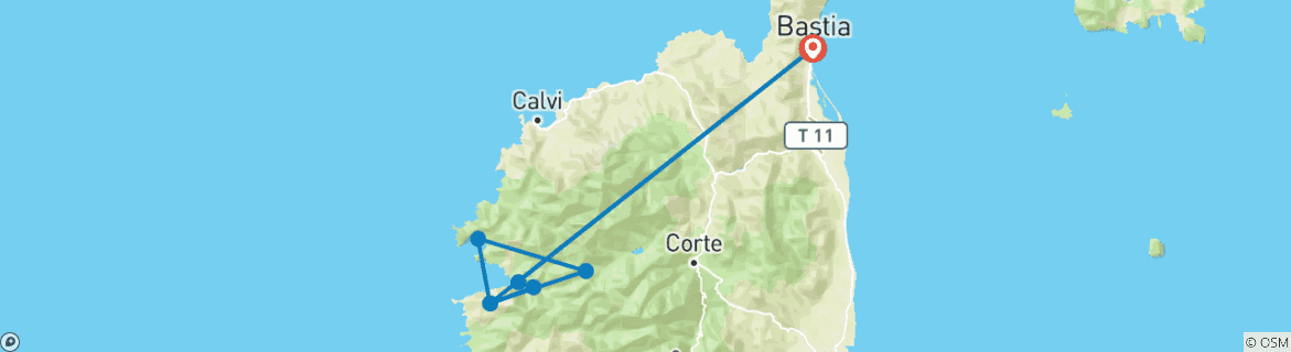 Image d'une carte montrant l'itinéraire du circuit