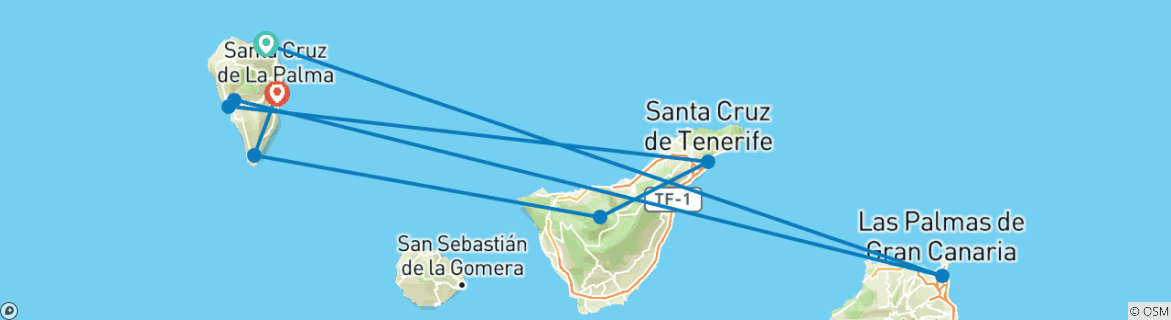 Image d'une carte montrant l'itinéraire du circuit