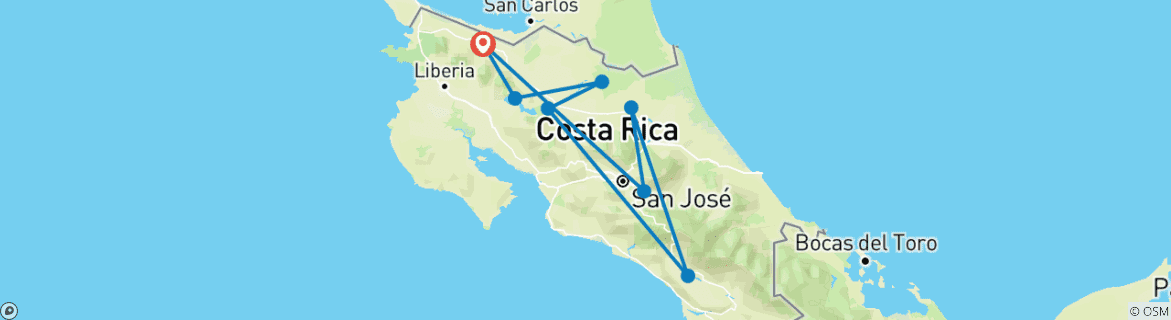 Image d'une carte montrant l'itinéraire du circuit