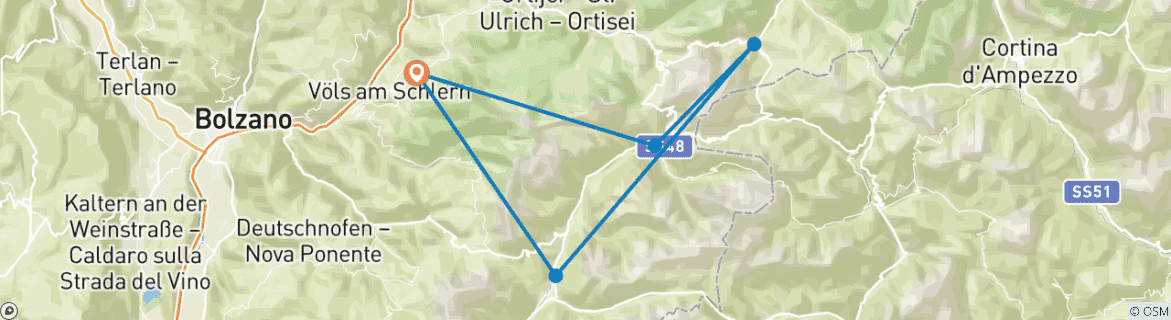 Foto van een kaart met de route van de rondreis