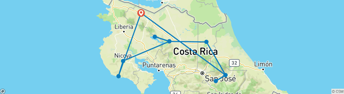 Image d'une carte montrant l'itinéraire du circuit