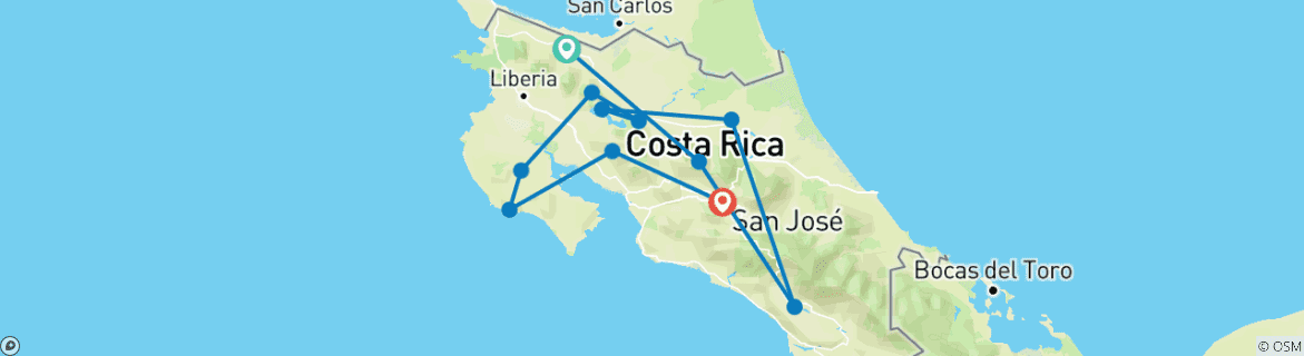 Image d'une carte montrant l'itinéraire du circuit