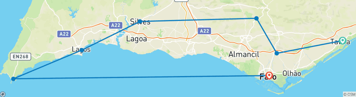 Image d'une carte montrant l'itinéraire du circuit