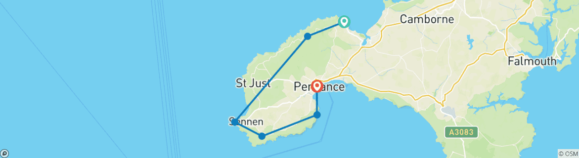 Image d'une carte montrant l'itinéraire du circuit