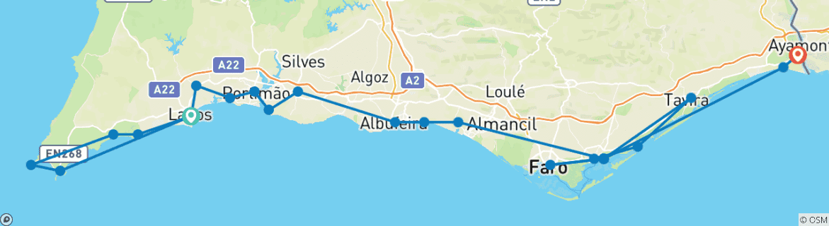 Image d'une carte montrant l'itinéraire du circuit