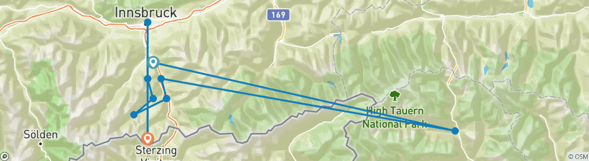 Image d'une carte montrant l'itinéraire du circuit