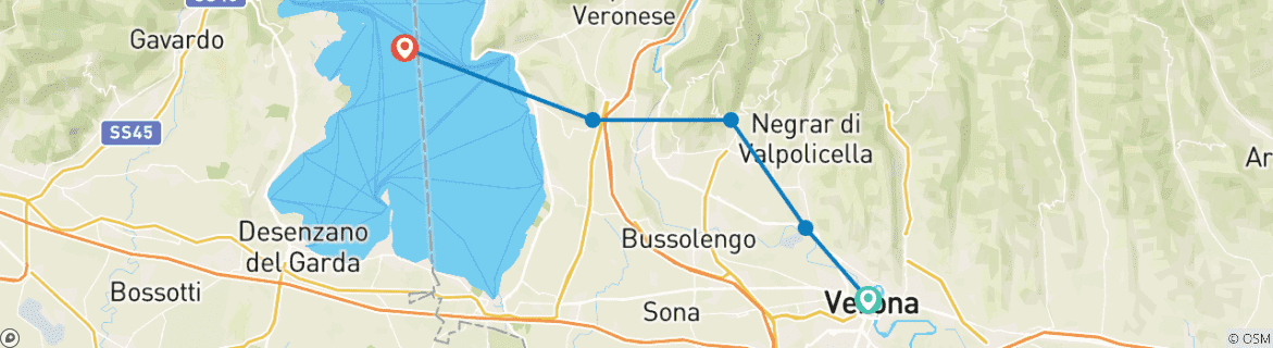 Image d'une carte montrant l'itinéraire du circuit