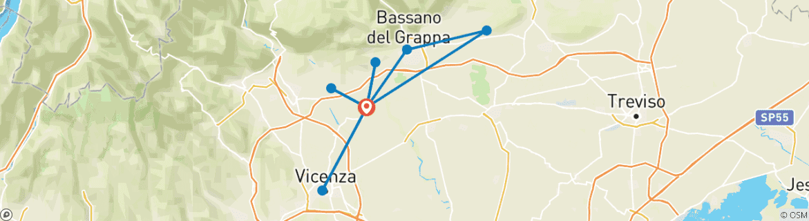 Image d'une carte montrant l'itinéraire du circuit