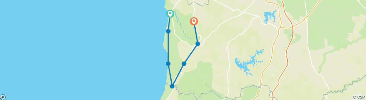 Image d'une carte montrant l'itinéraire du circuit