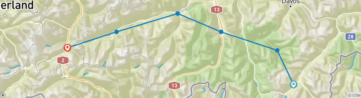 Image d'une carte montrant l'itinéraire du circuit