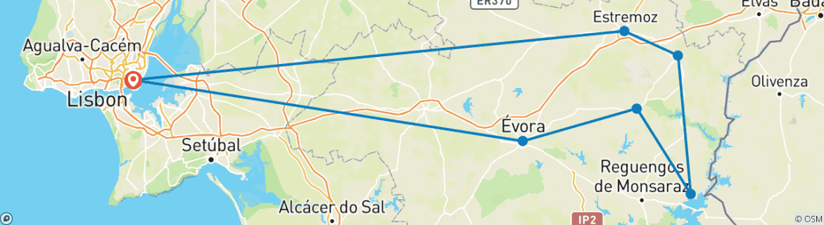 Image d'une carte montrant l'itinéraire du circuit