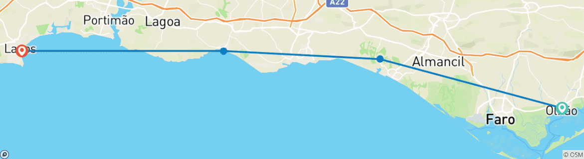 Image d'une carte montrant l'itinéraire du circuit