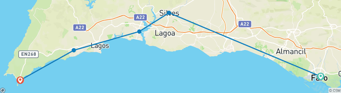 Image d'une carte montrant l'itinéraire du circuit