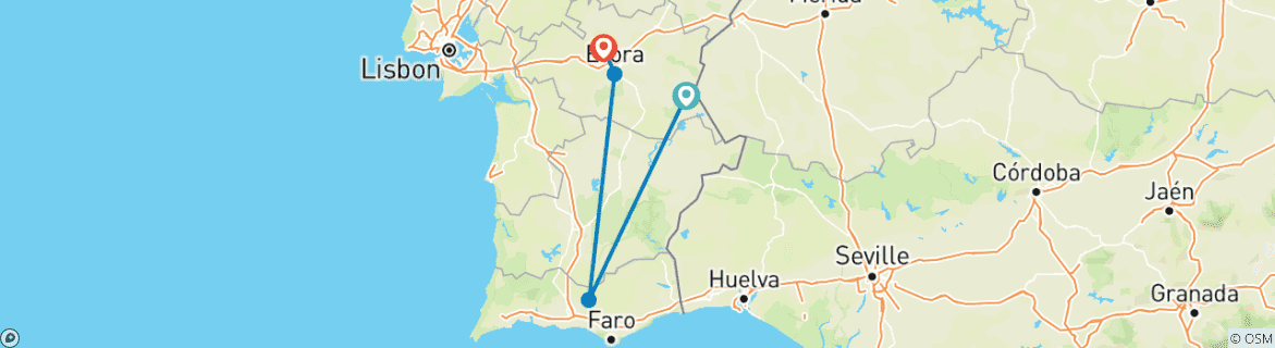 Image d'une carte montrant l'itinéraire du circuit